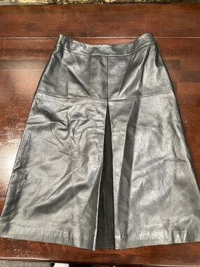 HALOGEN GENUINE LEATHER A LINE SKIRT